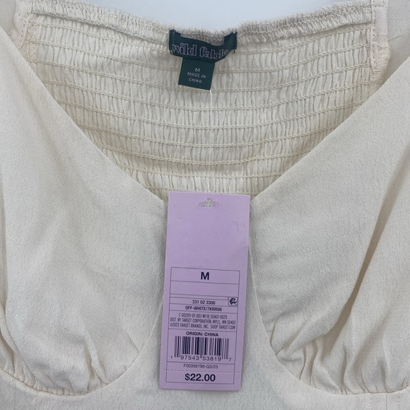 Wild Fable Off White Cropped Long Sleeve Lace Top Size Medium - Picture 6 of 9